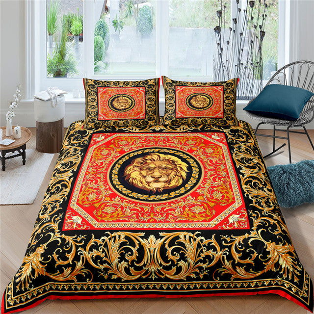 European-Style Printed Quilt Bedding Set Luxury Comforter Cover & Pillowcases