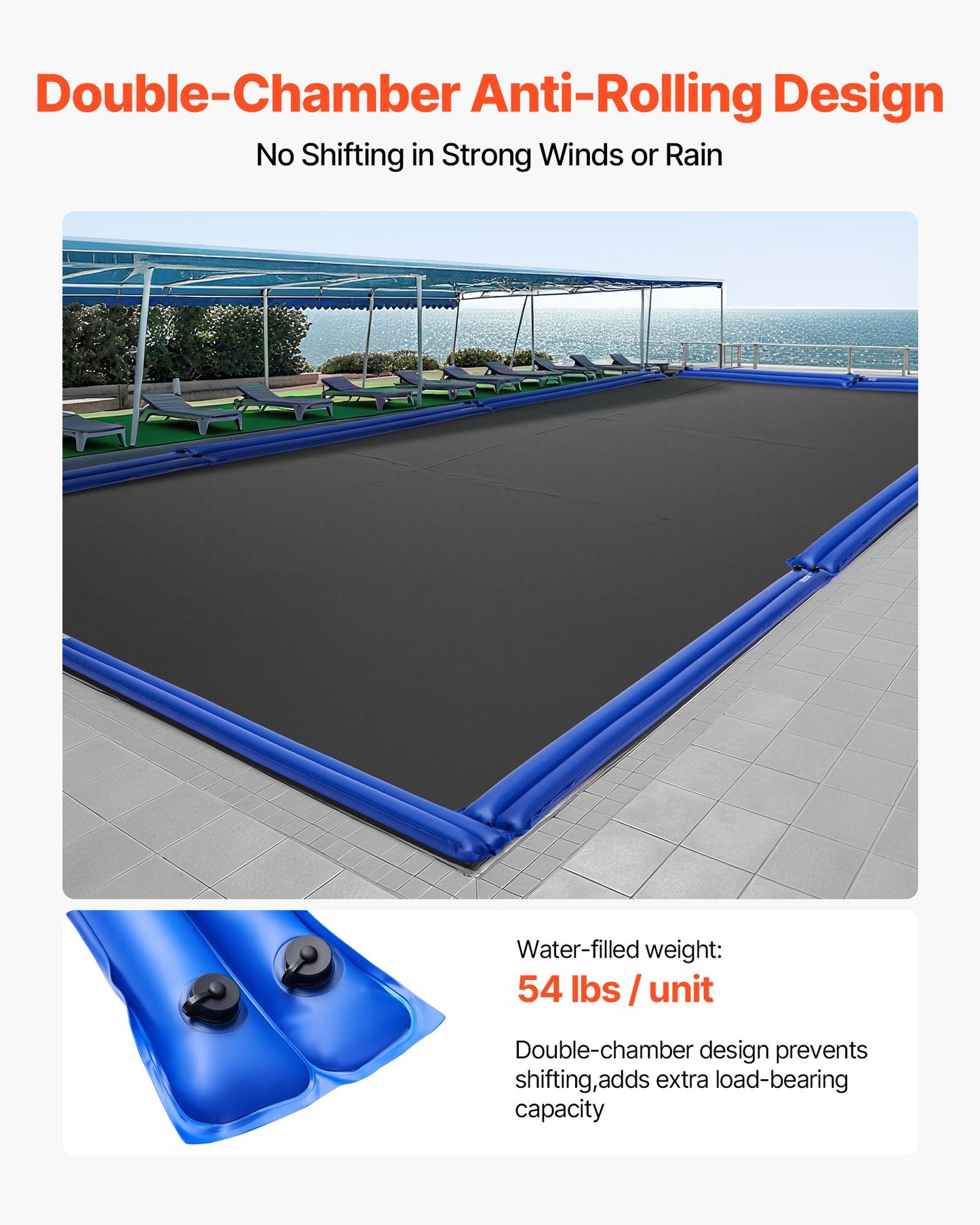 Water Bag Set for Pool Cover Winter Protection - 12 Blue 10ft Double Chamber Tubes