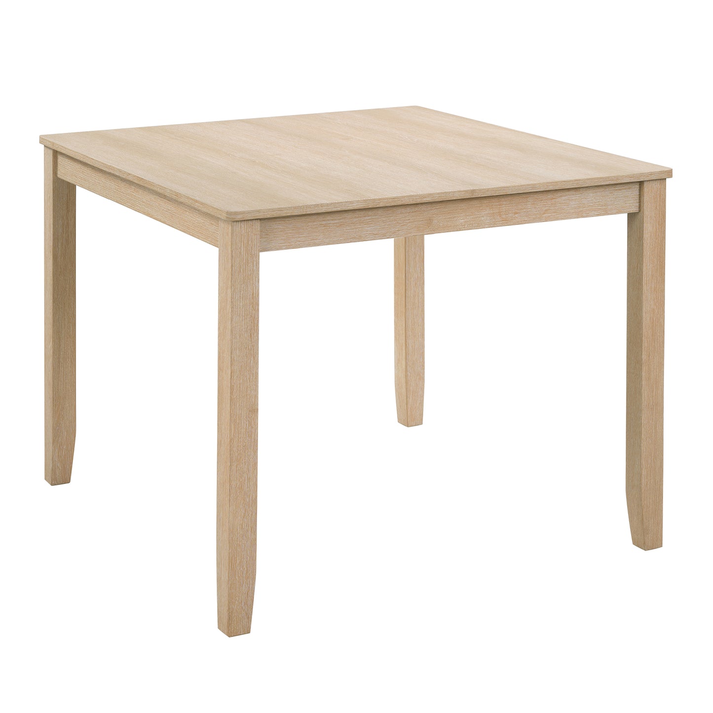4-Person Wooden Dining Table Set with 4 Chairs - Light Oak & Beige