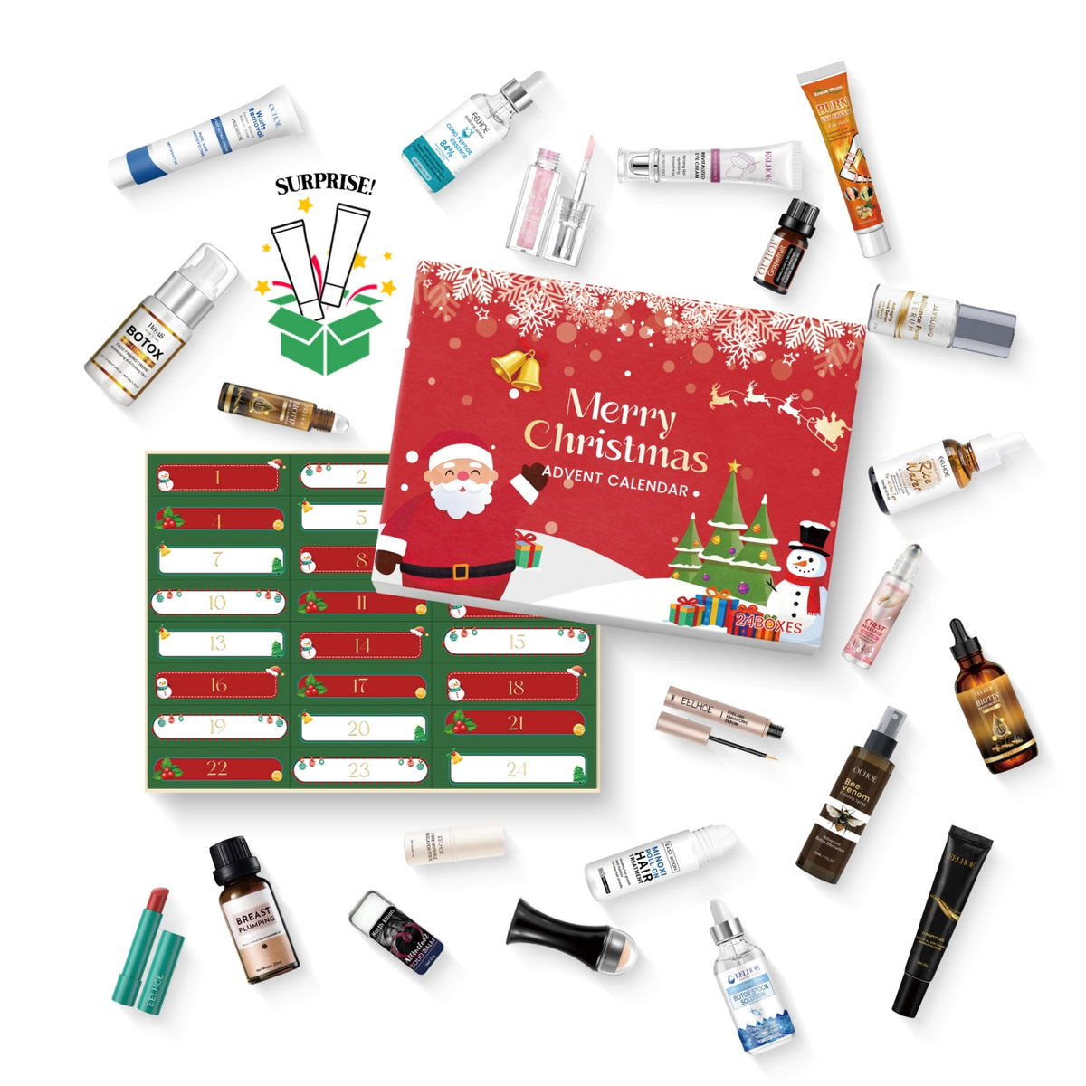Christmas Skin Care Blind Box - 24 Pack Beauty & Face Tools Gift Set