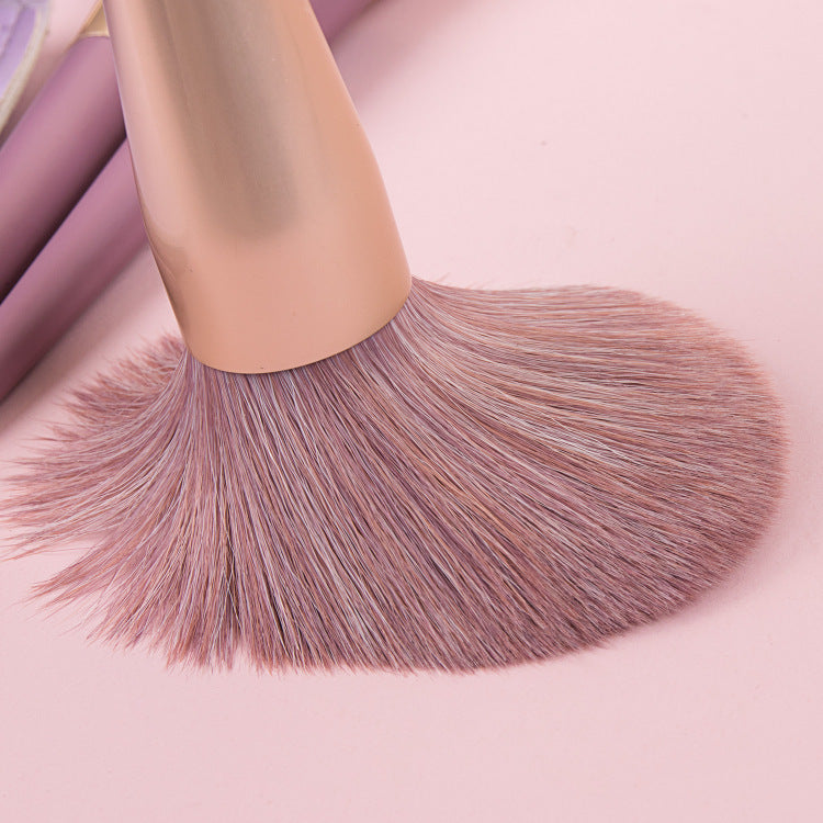 9-Piece Makeup Brush Set with Soft Synthetic Hair and Brush Bag - Purple