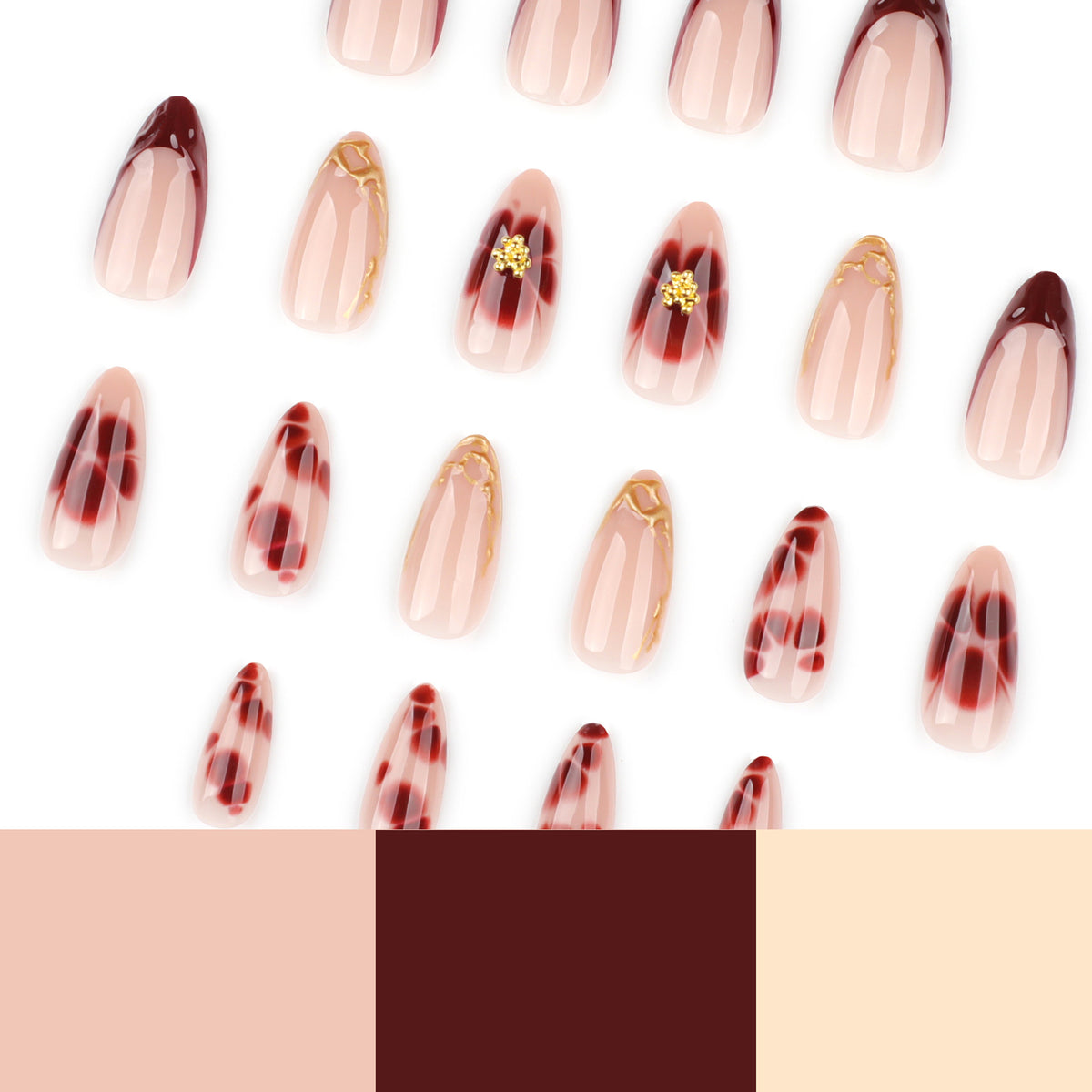 3D Flower Wearable Nail Tips with Glue - French Minimalist