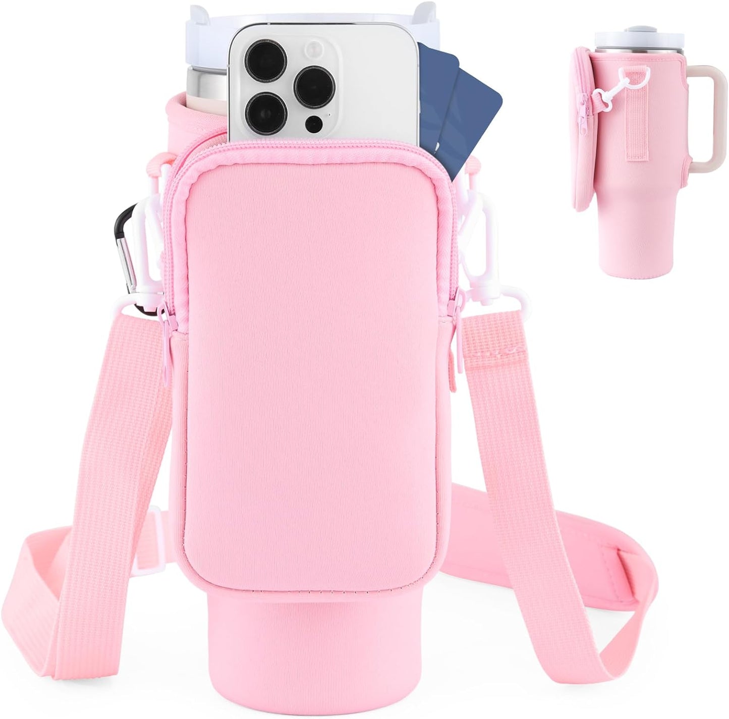 40oz Water Bottle Carrier with Adjustable Strap - Multiple Colors