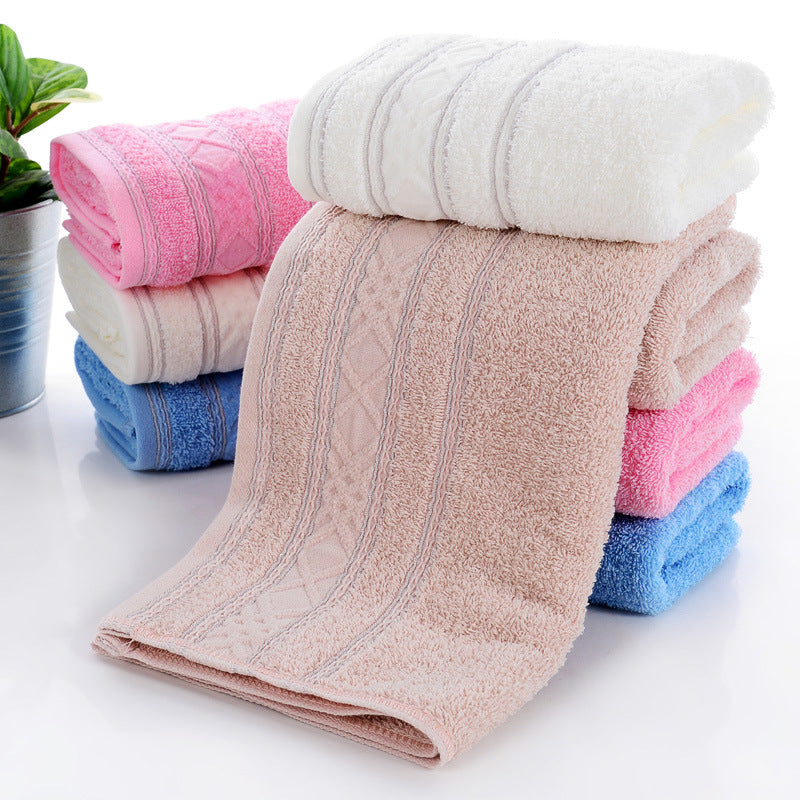 Pure Cotton Towel - Soft, Highly Absorbent, Solid Color, Embroidered All-Cotton