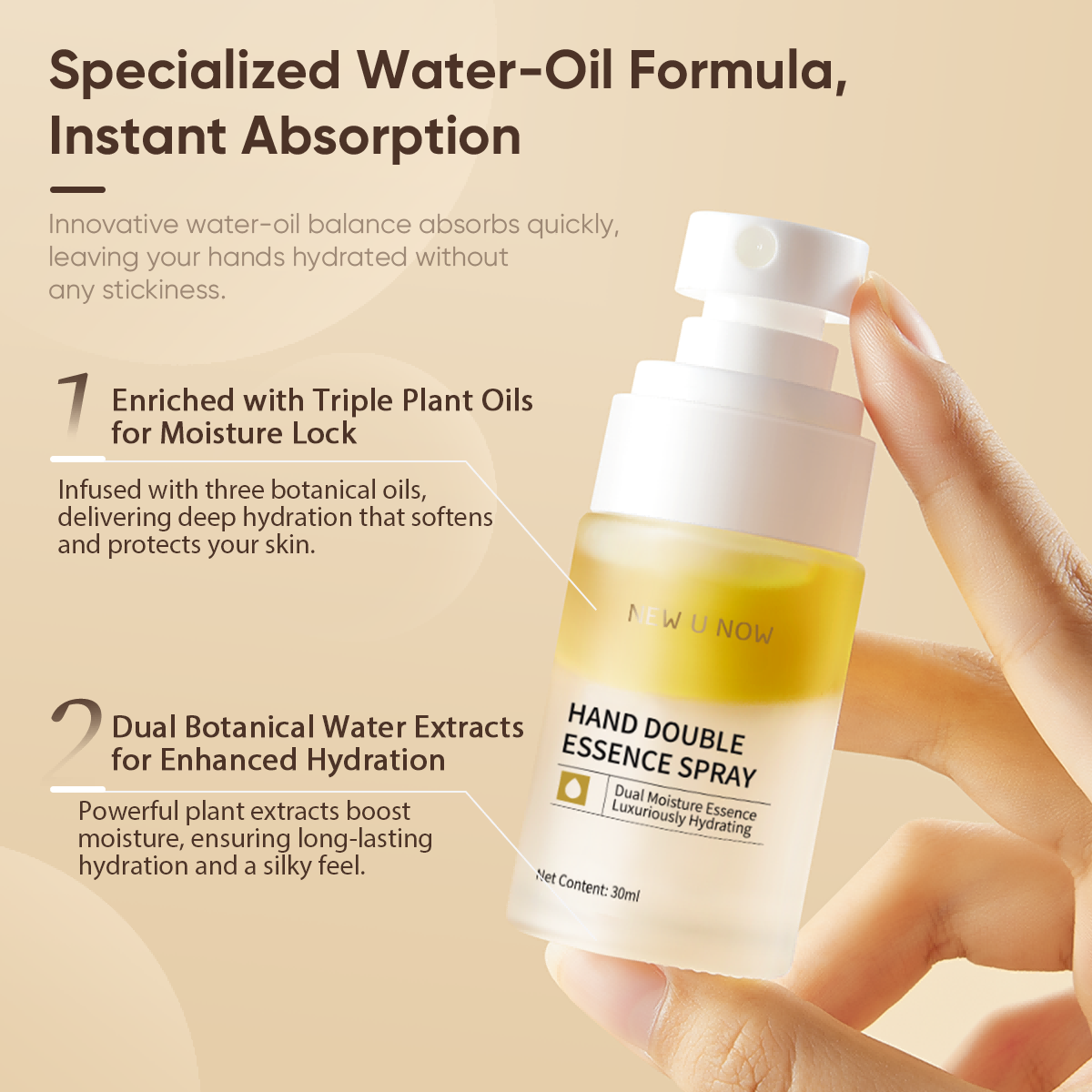 Hydrating Hand Essence Spray - Quick-Absorbing Botanical Moisturizer 30ml