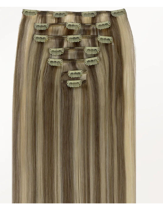 Seven-Piece Human Hair Wig Set for Women - Multiple Colors & Lengths
