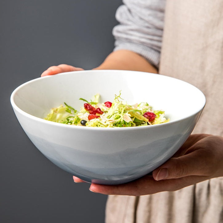 Solid Color Ceramic Noodle Bowl Set - Personalized Kitchen Dinnerware