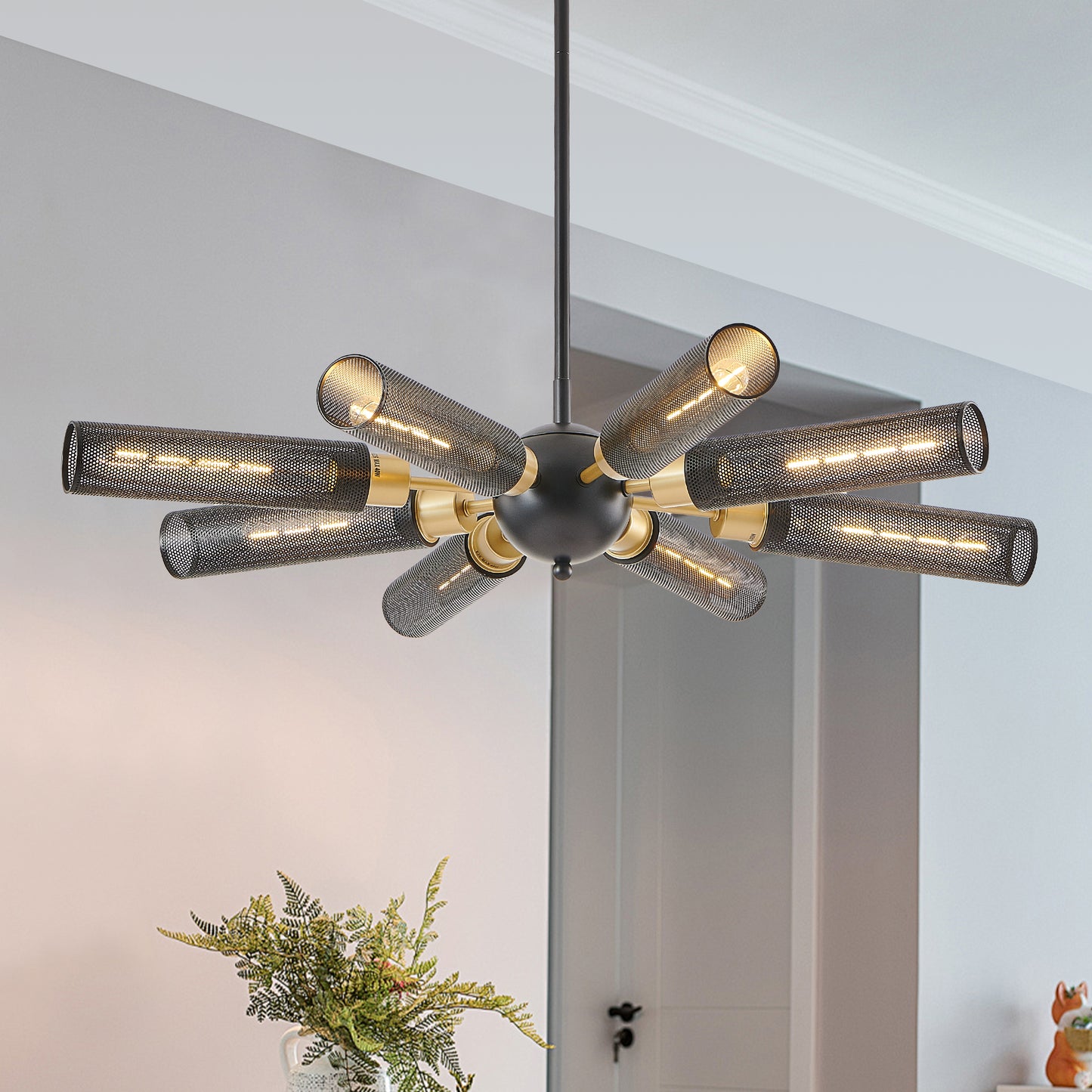 Modern Industrial Sputnik Chandelier - 8-Light Pendant Light