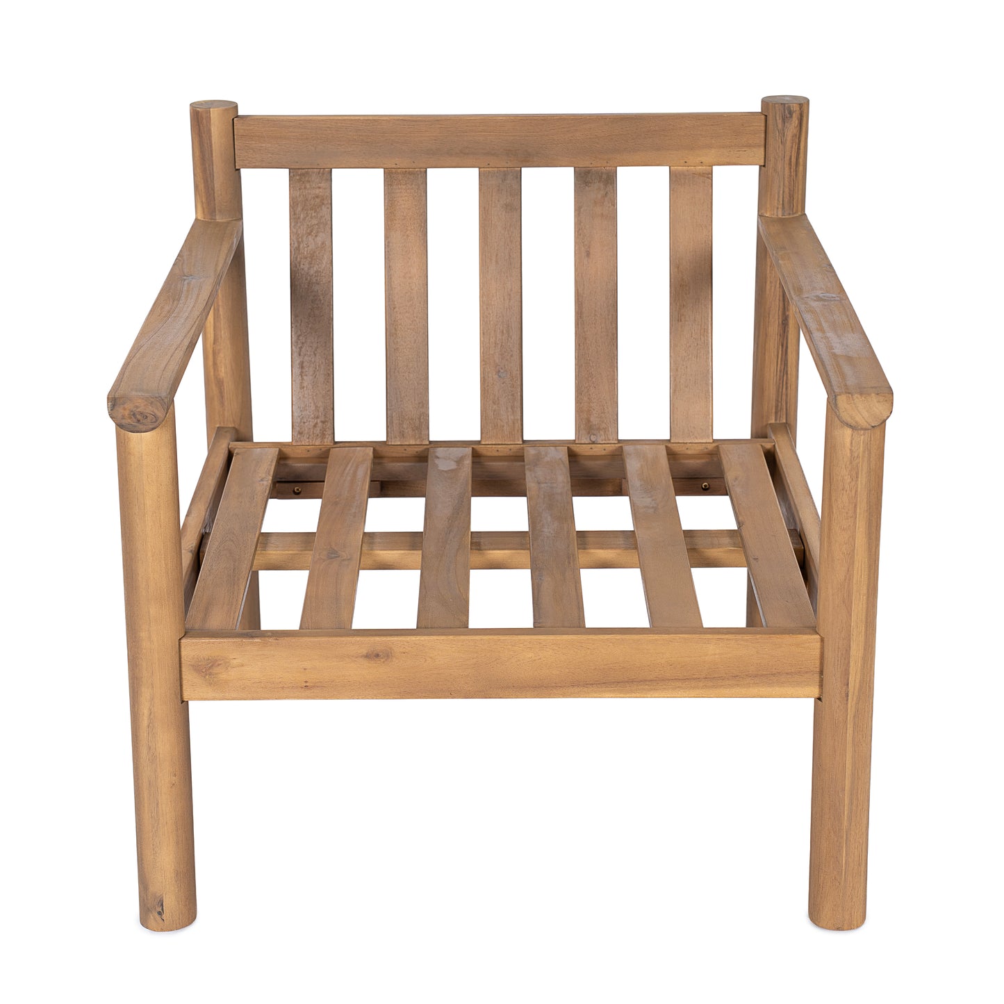28-Inch Mid-Century Modern Acacia Wood Outdoor Chair with Cushions