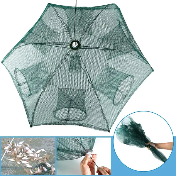 Portable Fishing Trap Net - Foldable Bait Catcher for Shrimp & Crab