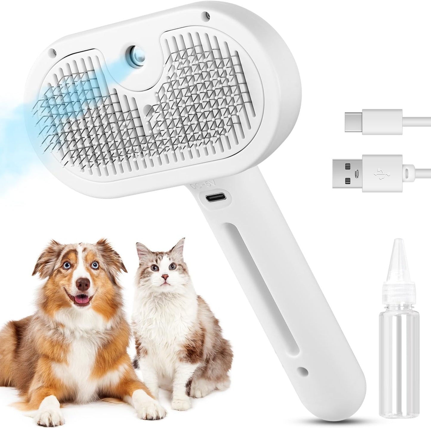 Pet Steam Brush for Cats and Dogs - Hair Removal & Shedding Grooming Tool