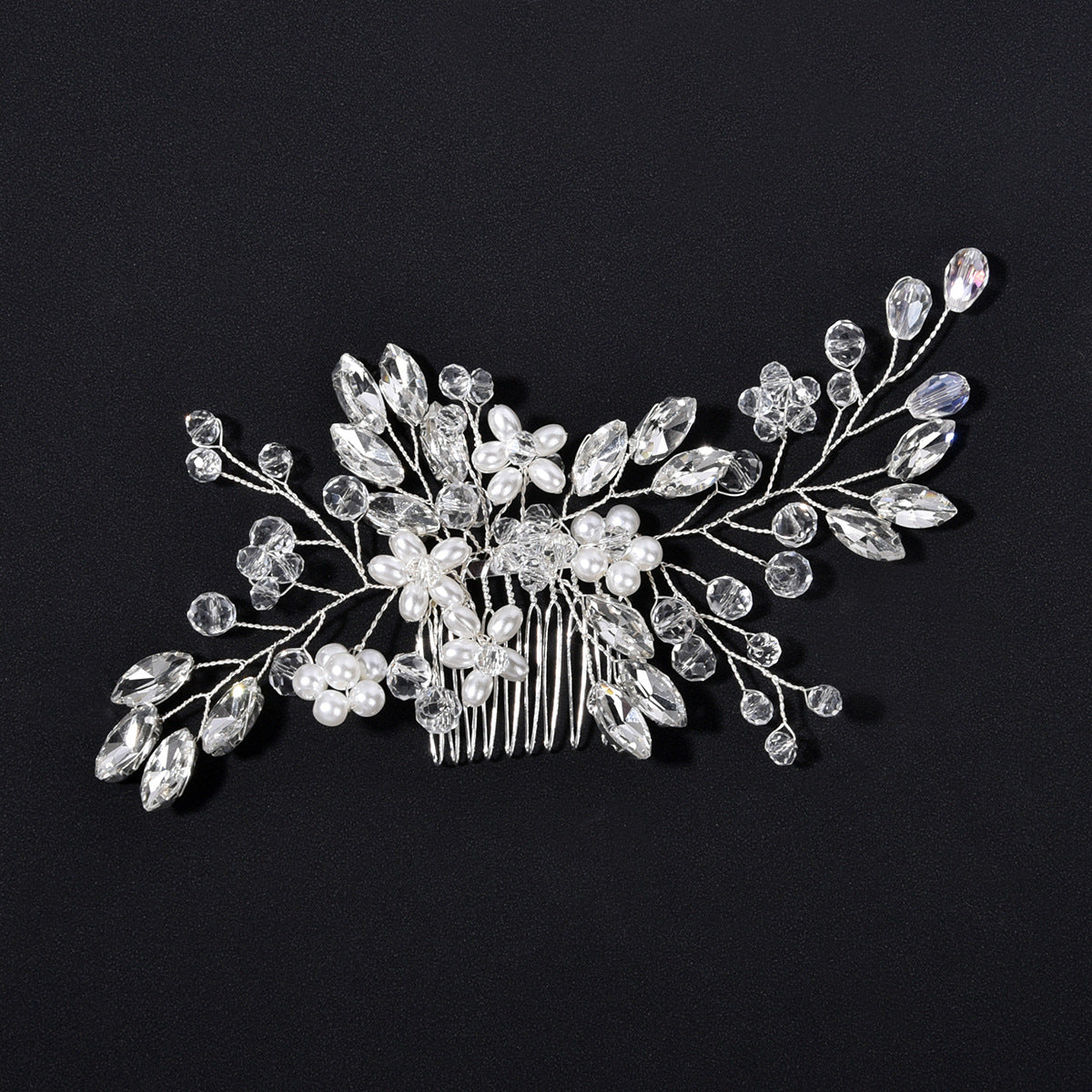Bridal Pearl Crystal Hair Comb Set - 5pc