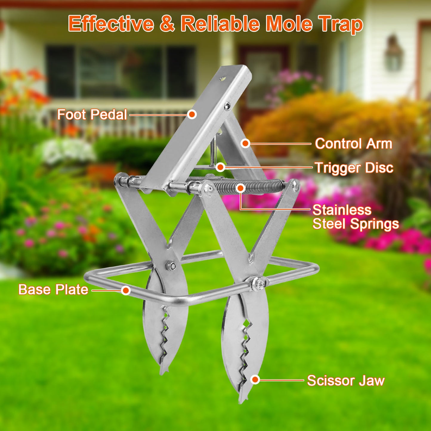 2PCS Reusable Mole Scissor Traps - Metal Rodent Control for Lawn