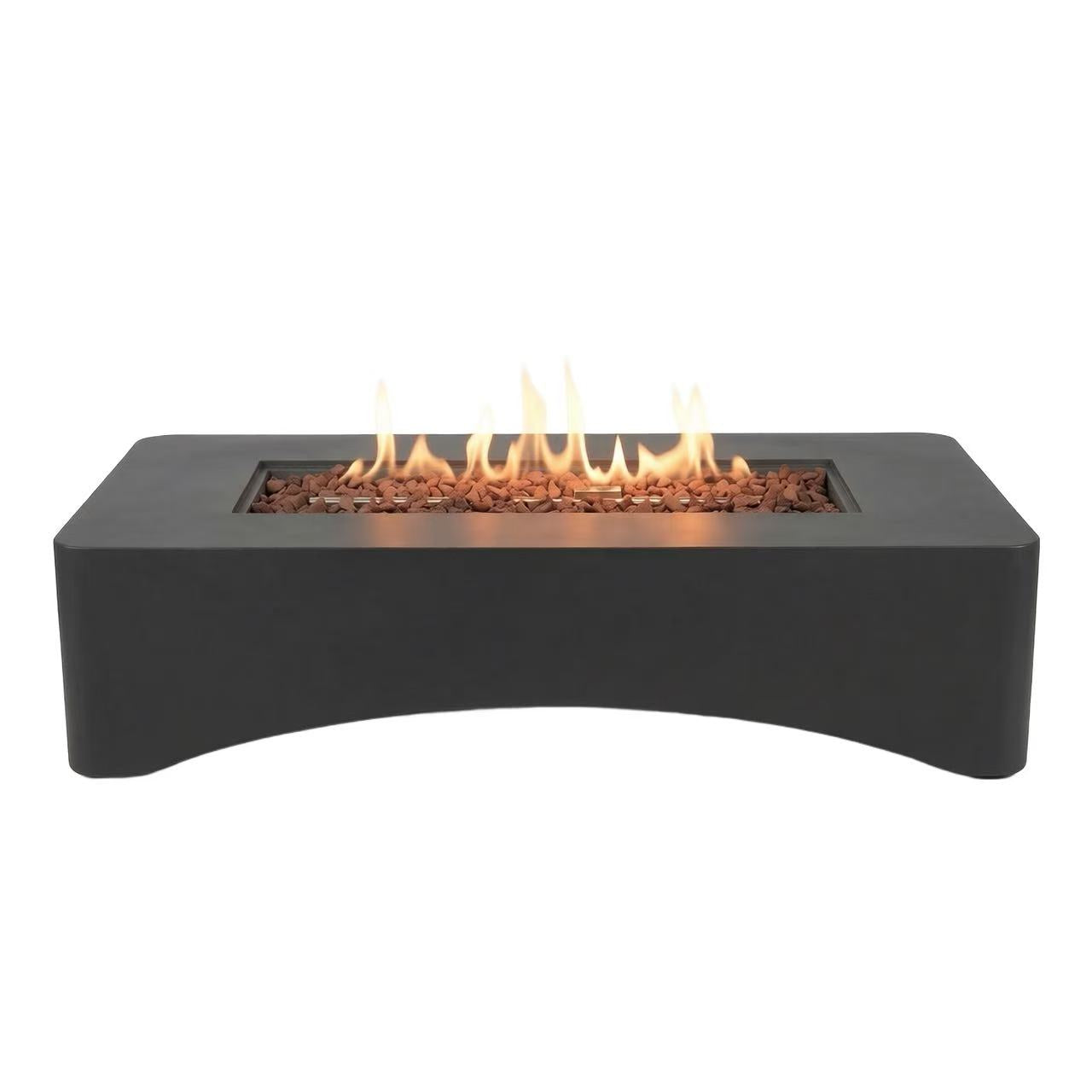 56" Propane Fire Pit Table - Rectangular Gas Fire Pit with Cover - Dark Grey