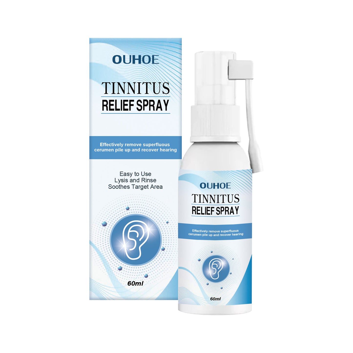 Tinnitus Relief Spray - Ear Discomfort & Earwax Cleaning, 60ml