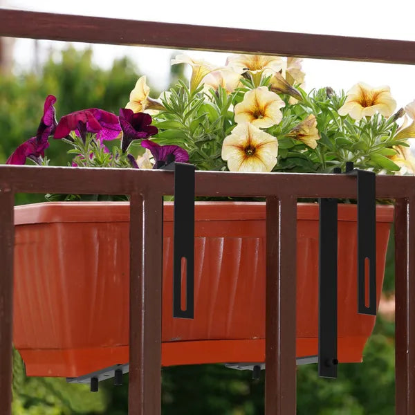 Heavy-Duty Adjustable Iron Planter Bracket for Indoor & Outdoor Use - Extendable & Two-Level Hooks