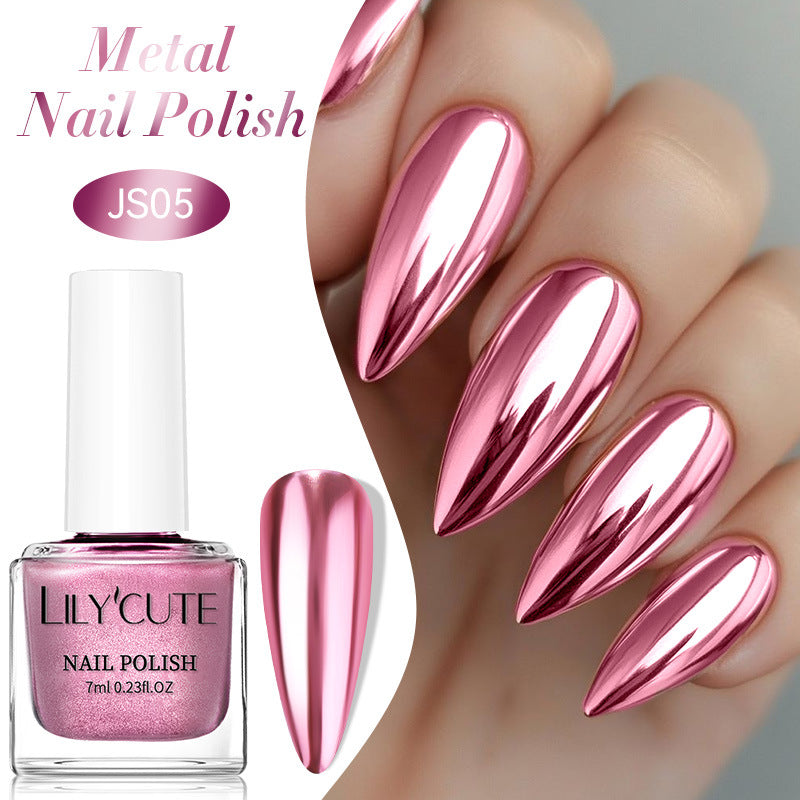 Quick-Dry Metallic Mirror Nail Polish No Baking Required - Water & Oily Resistant