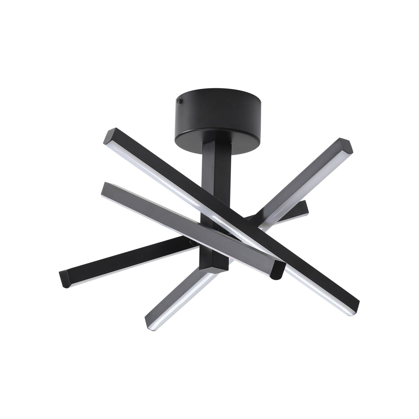 12 Inch LED Ceiling Light - Geometric Starburst Design, Black Finish