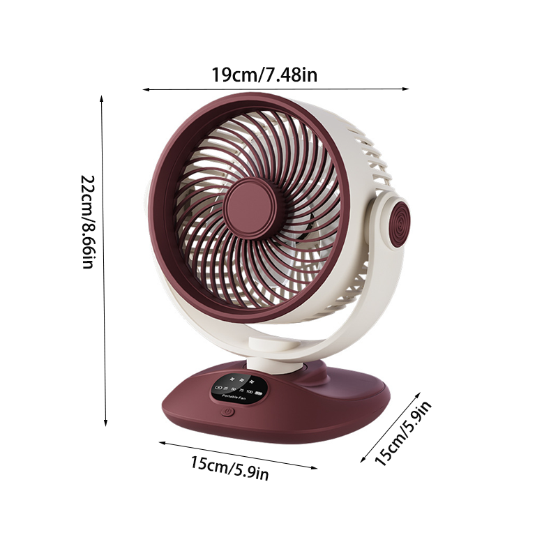 2400mAh Desktop Fan with Adjustable Speed and Tilt for Home Office