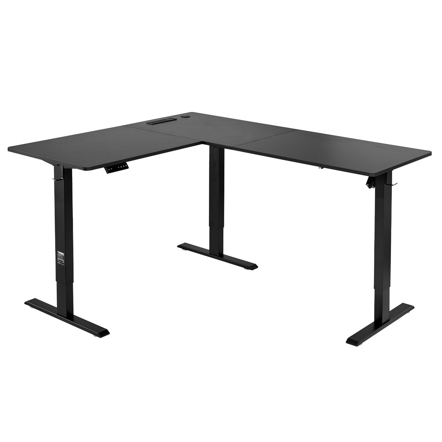 Electric Adjustable Height L Shaped Gaming Desk with Wheels - Black