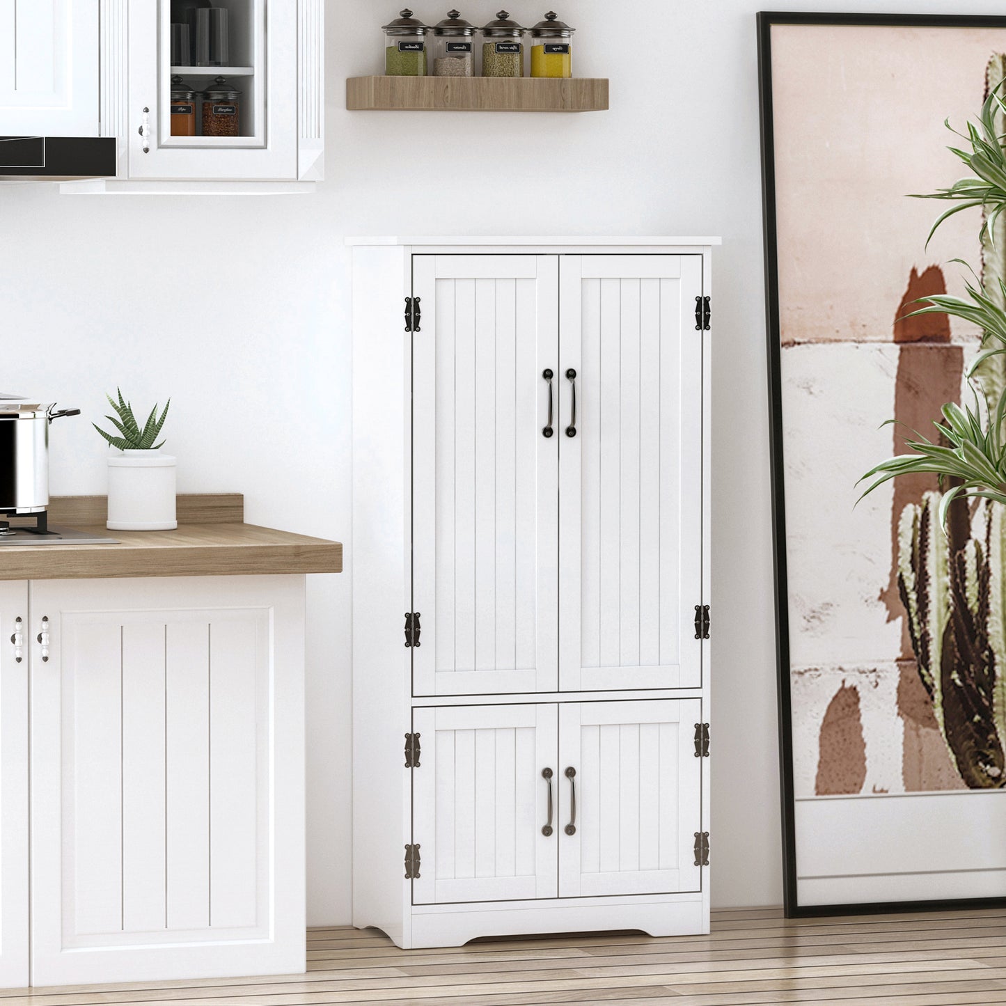 White Accent Floor Storage Cabinet with Adjustable Shelves