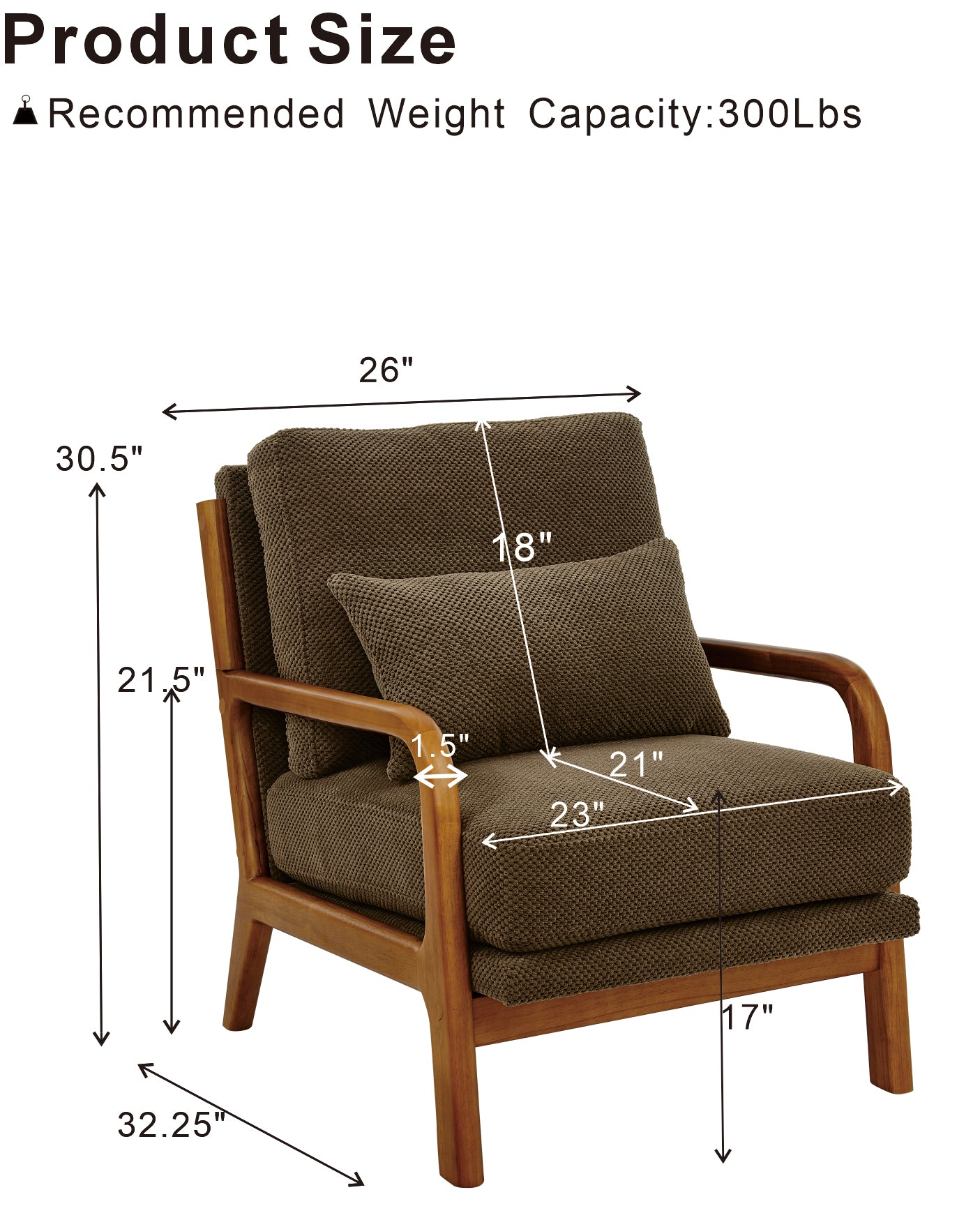 Mid-Century Modern Wooden Lounge Chair - Coffee Upholstery