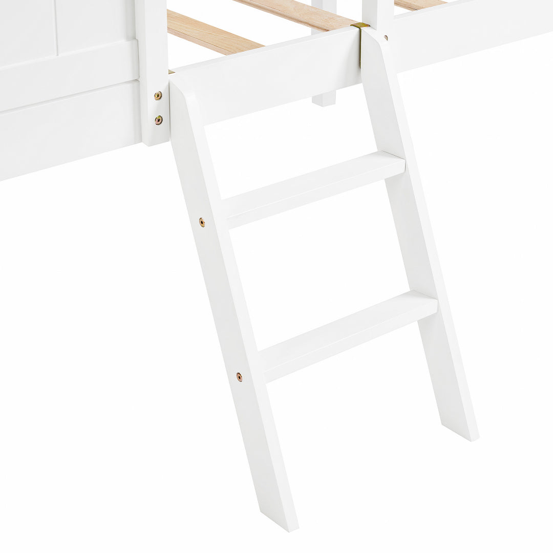 Montessori Wooden Toddler Loft Bed with Detachable Roof & Guardrail