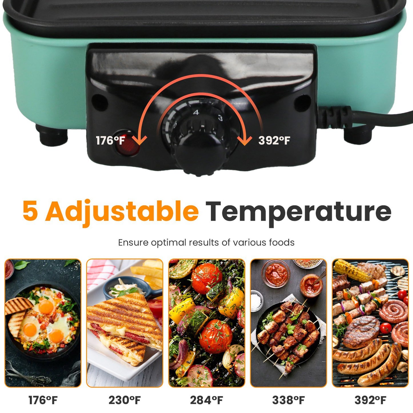 2000W Electric Indoor Grill - 2-in-1 BBQ & Baking Tray