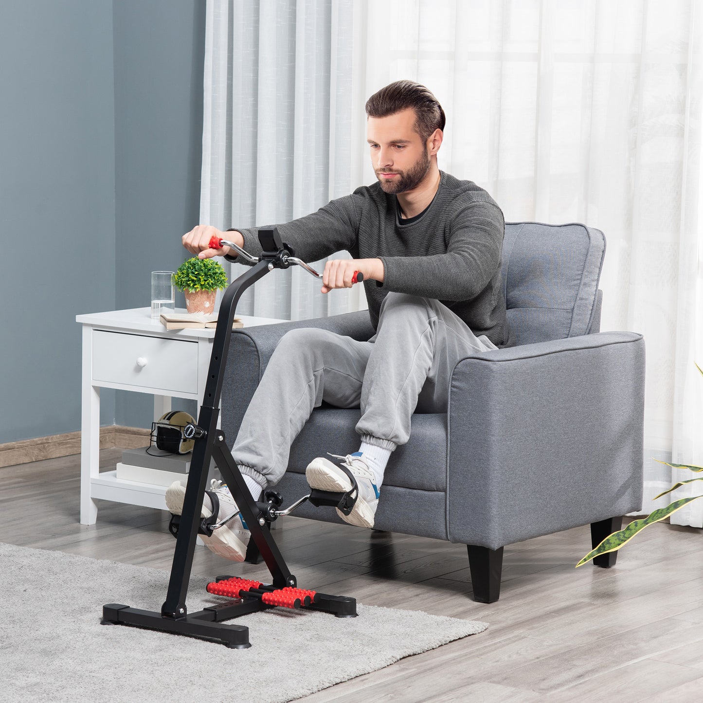 Height-Adjustable Pedal Exerciser with LCD Display & Foot Massage