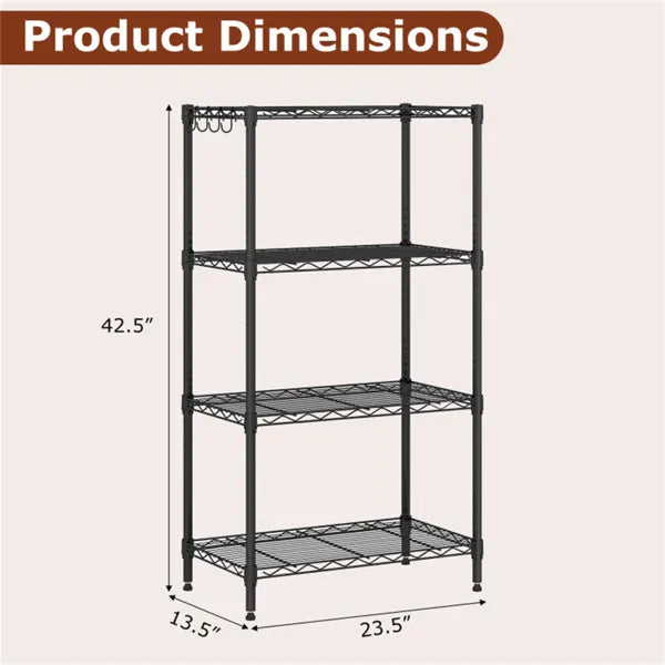 4-Tier Heavy-Duty Metal Wire Shelving Unit - 600 lbs Capacity