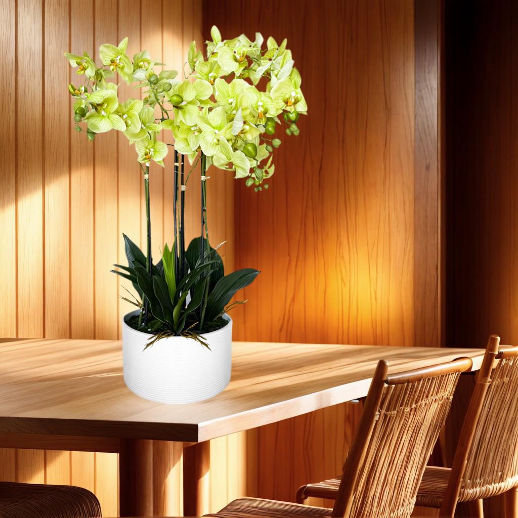 Artificial Orchid Arrangement - 4 Stems in Ceramic Pot