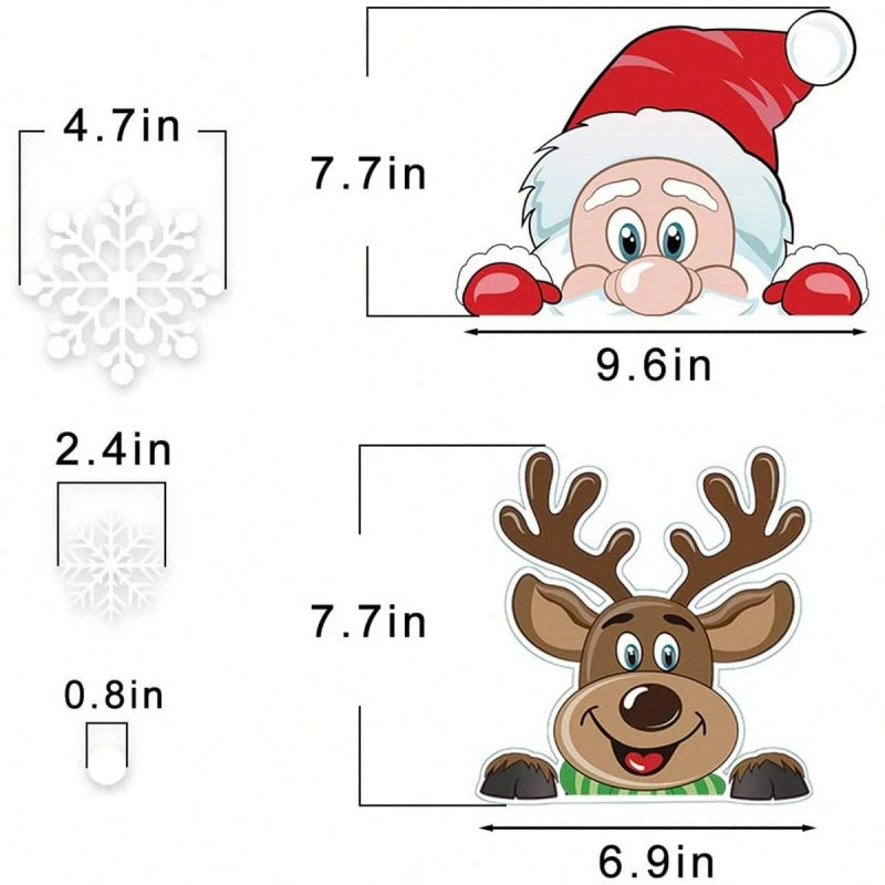 Christmas Window Clings - 4 Sheets Santa Claus & Snowflakes