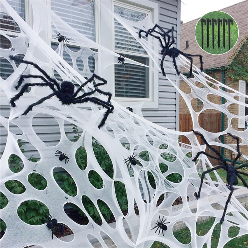 Elastic Mesh Spider Web Halloween Decoration Mesh Support 4 Sizes