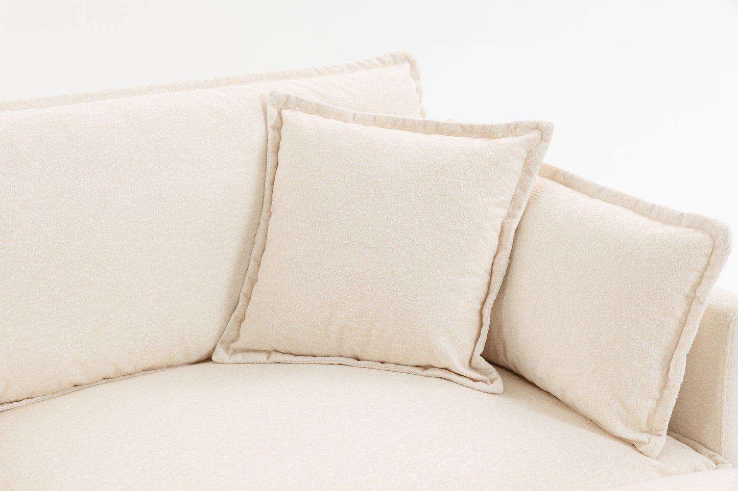 Antique White 4-Seat Sectional Sofa with Ottoman & Pillows