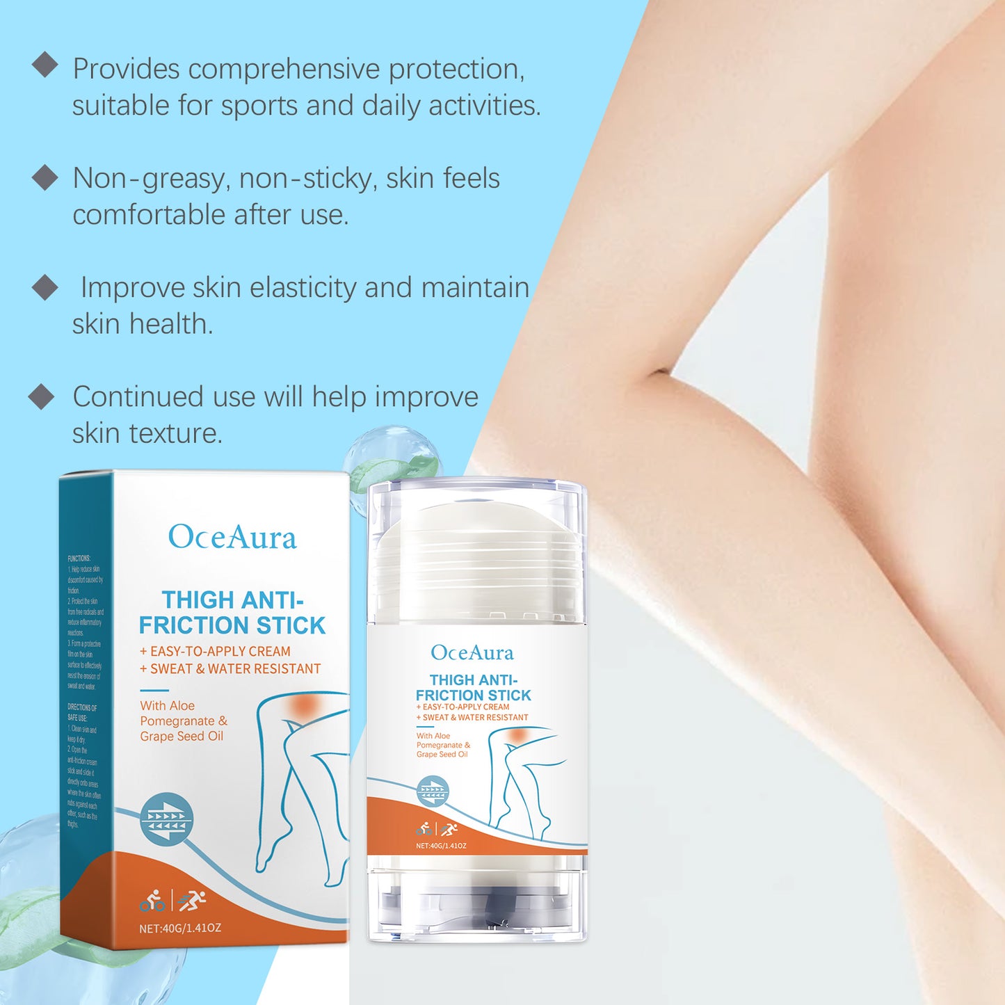Anti-Friction Body Balm Stick with Aloe Vera and Pomegranate - Multiple Sizes