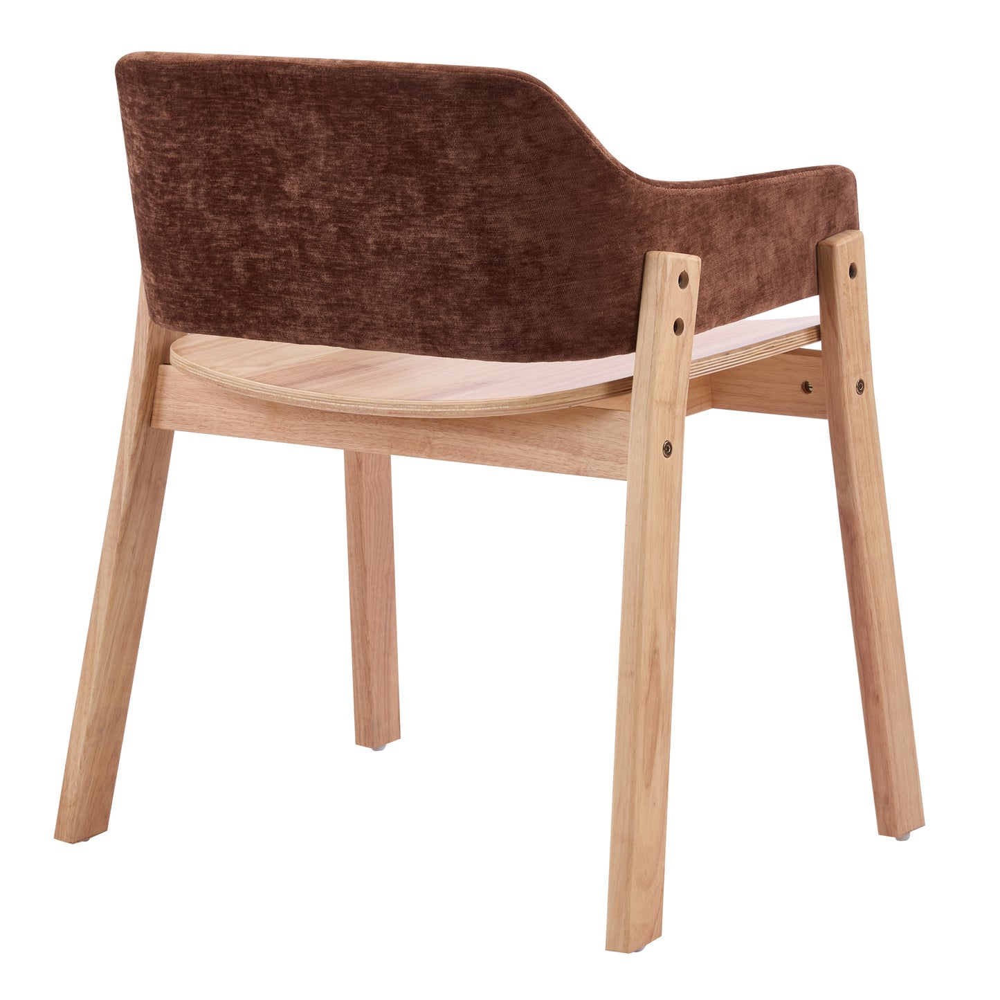 Upholstered Dining Chairs Set of 2 - Brown Fabric & Rubber Wood