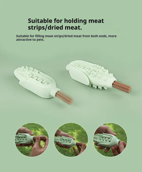 Dog Chew Toy with Corn Shape for Small to Large Breeds - Durable Silicone Teether