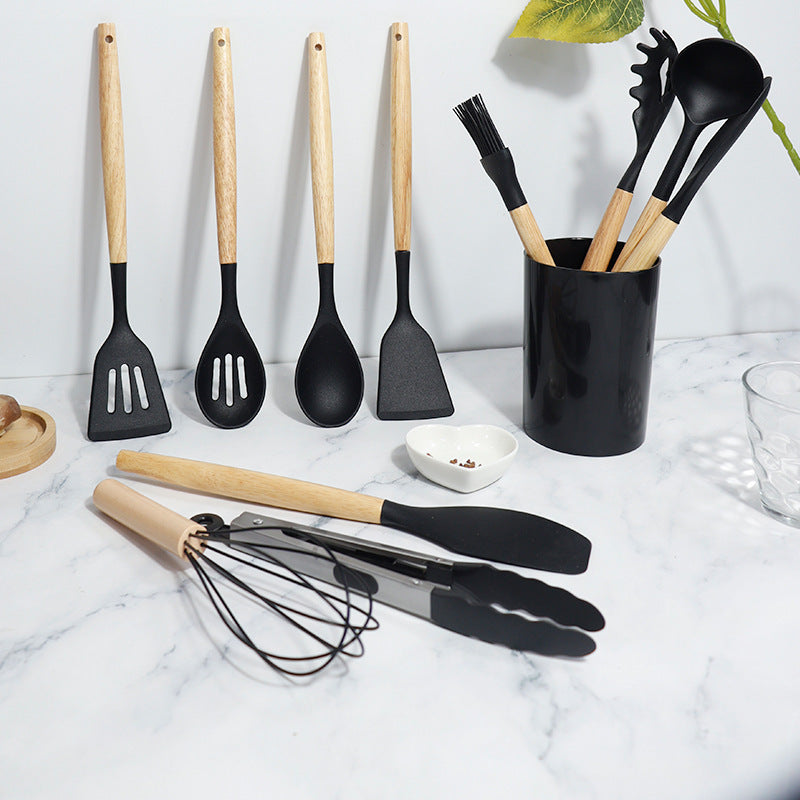 Silicone Soup Spoon & Pan Spatula Set Non-Stick High Temp Kitchen Utensils