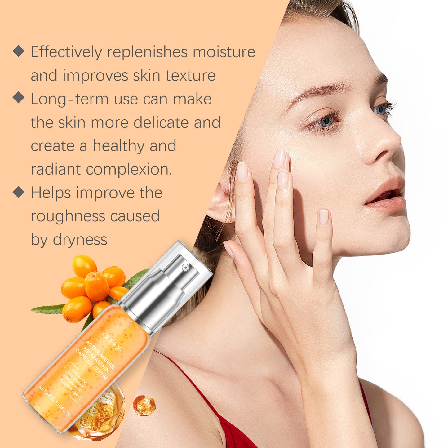 Astaxanthin Facial Essence Serum - Brightening and Hydrating Skin Care 50ml