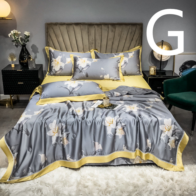 Tencel Summer Quilt Set - Breathable Air-Conditioning Bedding 4-Piece