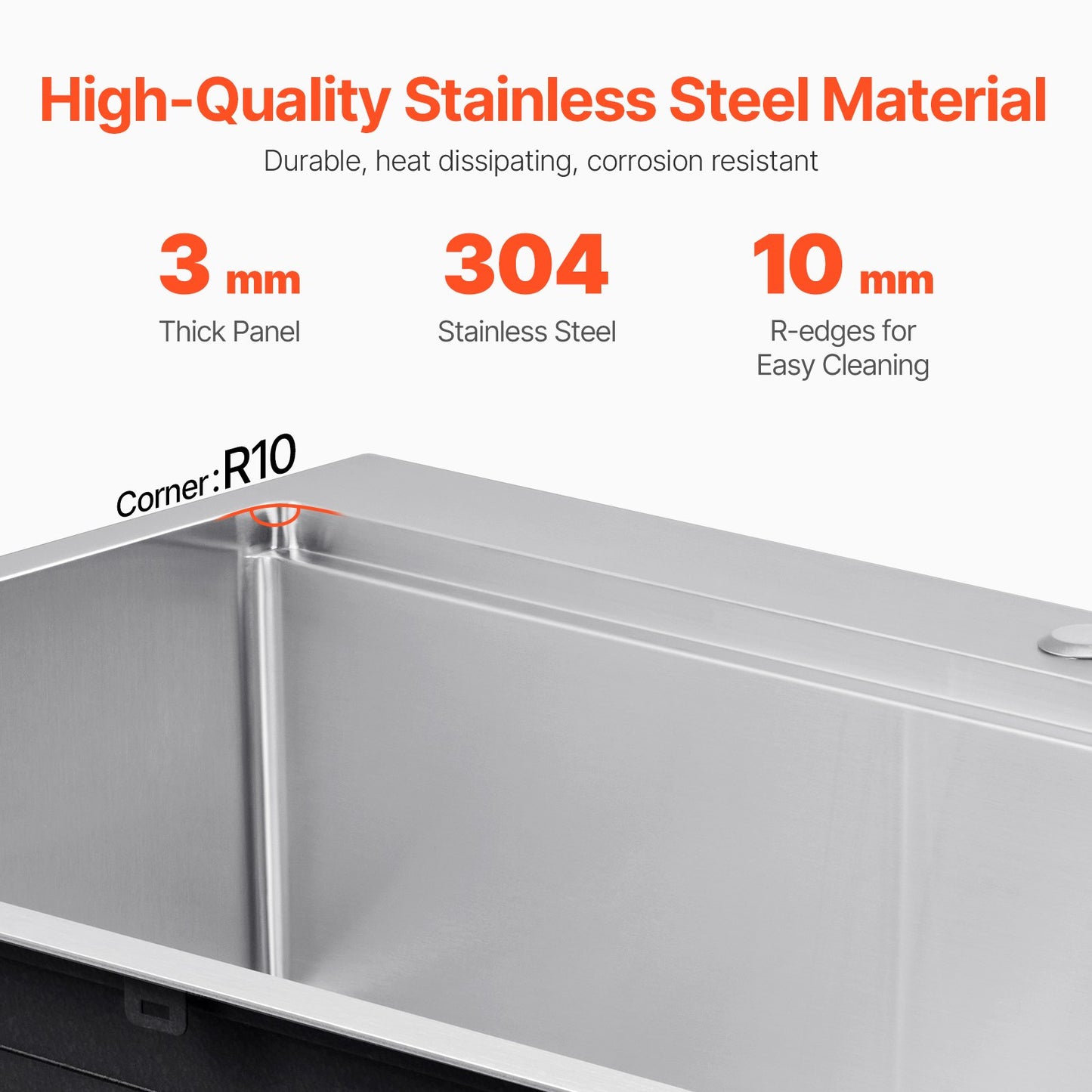 33-Inch Stainless Steel Drop-In Kitchen Sink - Single Bowl