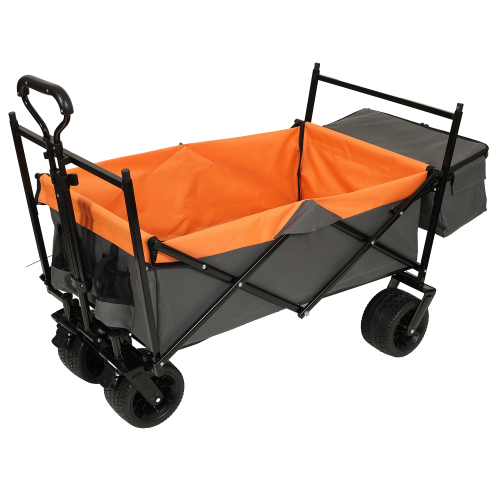 Large Capacity Collapsible Wagon with Canopy and Mosquito Net - All-Terrain Wheels, Foldable Garden Cart