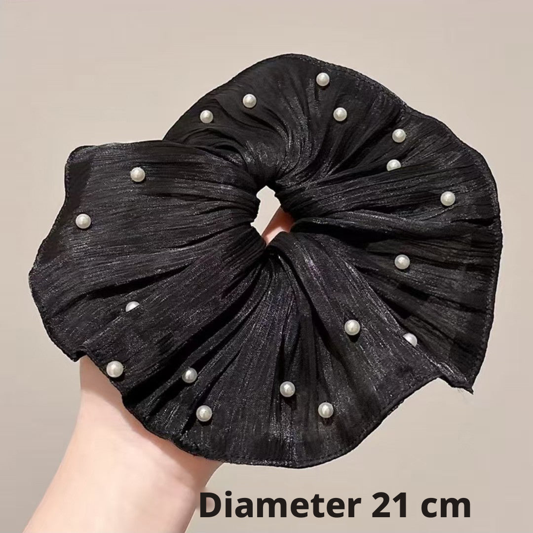 Fabric Hair Ring with Ruffled Design - Blue Hair Accessory - 1 Piece