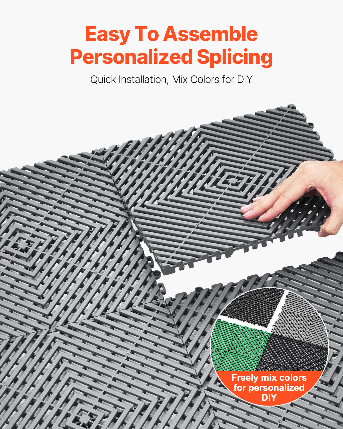 Interlocking Drainage Floor Mats 12x12 50 Pcs Non-Slip Garage Garden Shower Tile