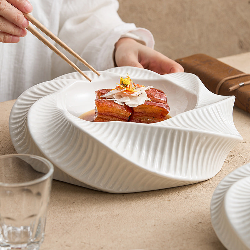 Double-Layer Creative Thread Pattern Ceramic Tableware Set - Assorted Sizes