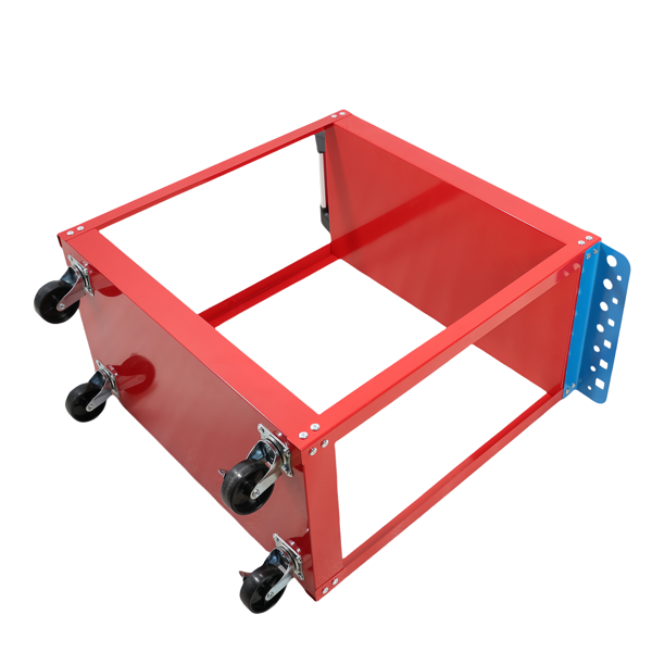 Heavy Duty Steel Utility Cart on Wheels - 400LBS Capacity Industrial Service Cart for Garage Warehouse Workshop - Bright Red