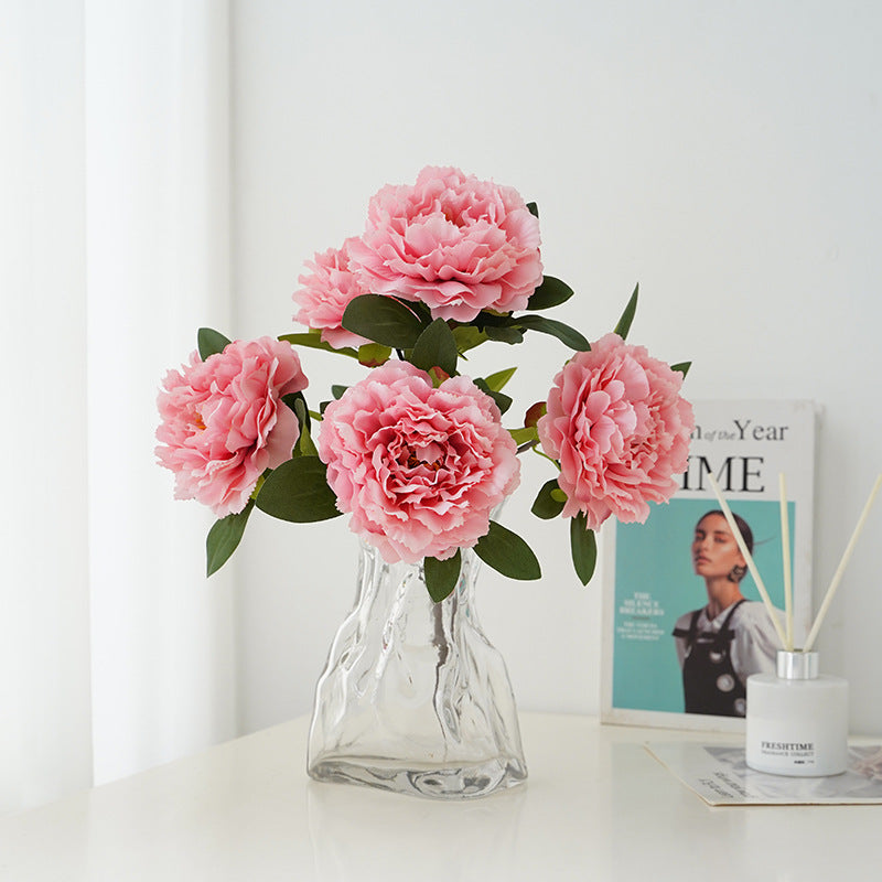 Artificial Flower Peony Bouquet 5-Head Silk Flower Arrangement for Home & Wedding