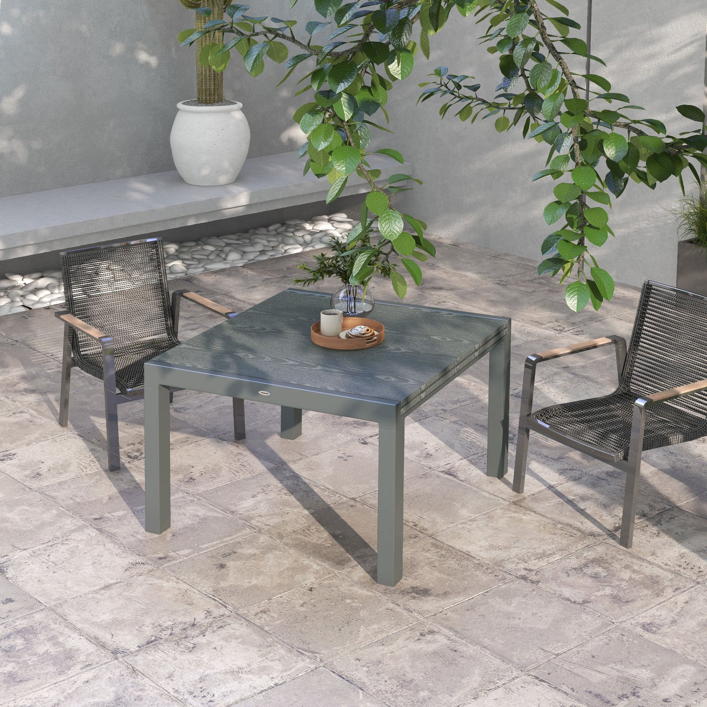 Rectangular Patio Dining Table for 6-8 People - Dark Gray