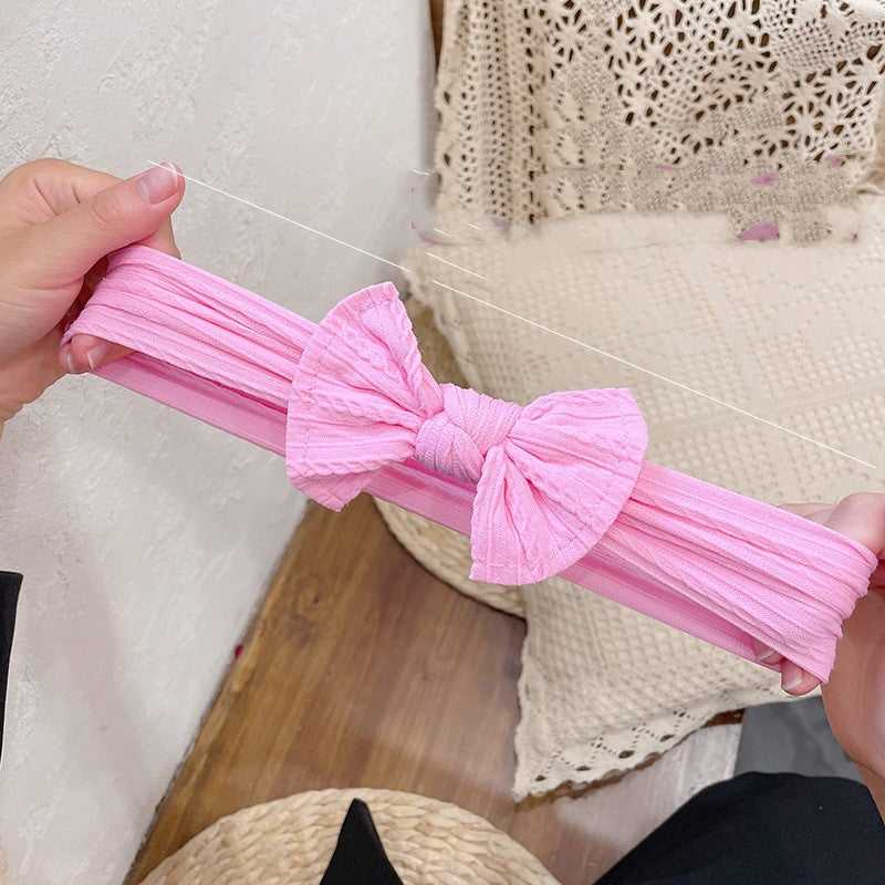 European & American Style Wide Bow Elastic Headband Set - Soft Jacquard Hair Accessories