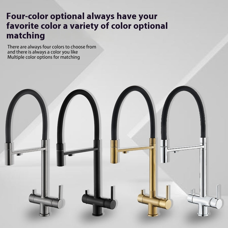 Copper Kitchen Faucet Three-in-One Water Tap with Multiple Finish Options